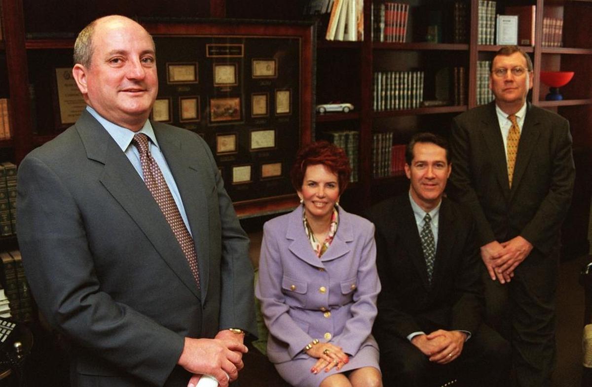 Colonial BancGroup’s executives in 2000: From the left are José Valdés-Fauli, president and CEO of the South Florida Region; Nancy Marquez, president of Miami Dade County; Dennis Bedley, president of Broward/Palm Beach County; and Sam Gentry, executive vice-president of Colonial Bank at the Brickell Avenue branch.