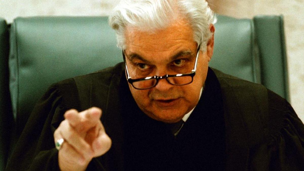 Judge Robert Paul Kaye at his circuit court seat during a suit against the nation’s top tobacco companies. The trial lasted from 1998 to 2000 and resulted in a jury verdict against the companies in a landmark $145 billion decision.