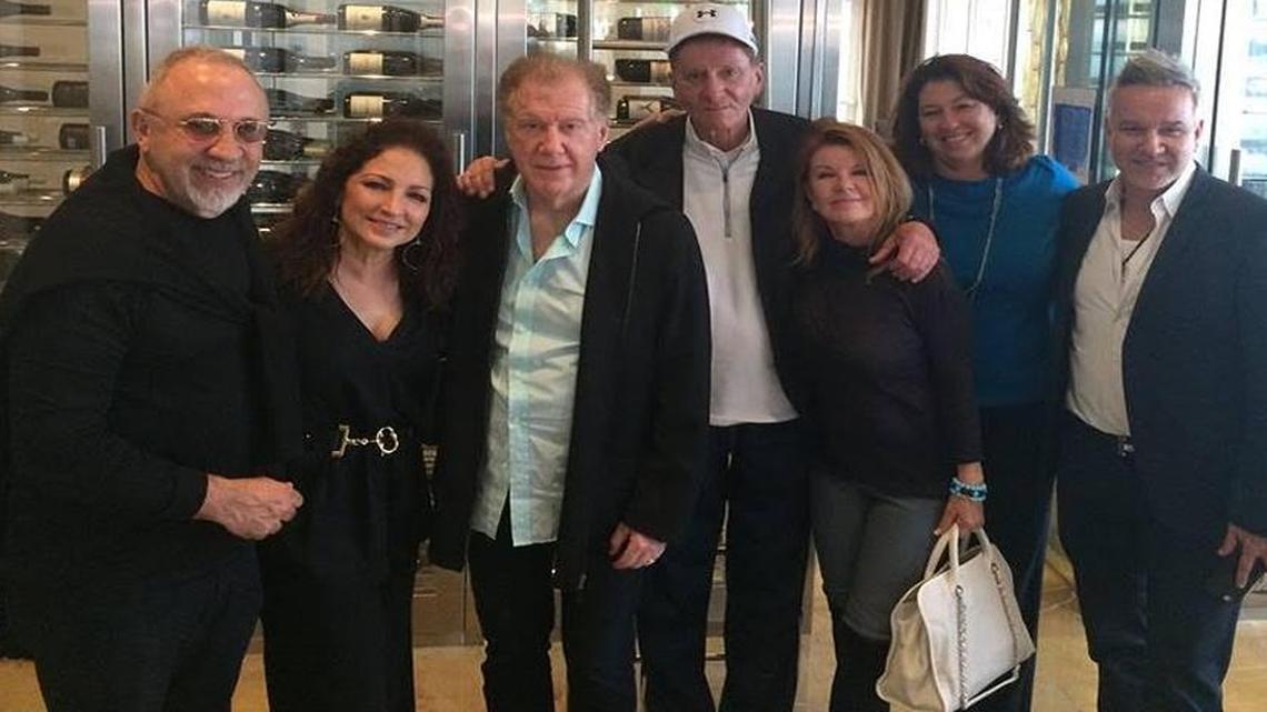 David Ross, former general manger of Y-100 (WHYI 100.7 FM) proved instrumental in breaking Gloria and Emilio Estefan’s Miami Sound Machine into the English-language market when he supported the broadcast of the group’s 1984 single, “Dr. Beat.” The Estefans celebrated their friendship at a recent lunch. Pictured (L-R): Emilio Estefan, Gloria Estefan, Ross, John Kross (aka Footy), Valerie Ross, Julie Wilson-Watson, Frank Amadeo.