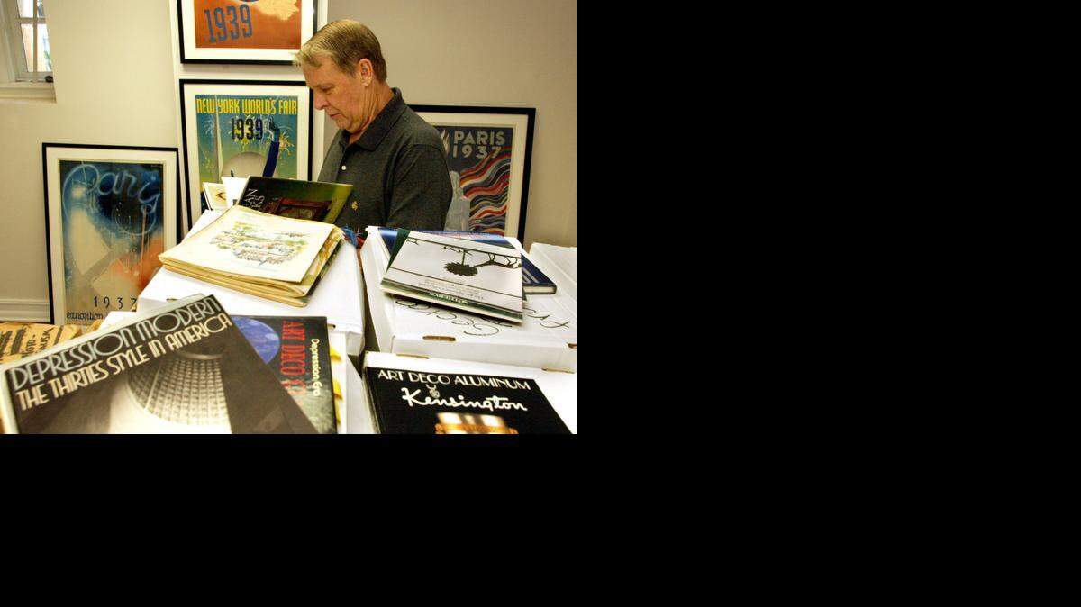 
ART DECO TREASURE: Ric Emmett and his wife Iza, operated the original Modernism Gallery in Coral Gables from 1987 to 2004, when it was destroyed in a fire. Emmett, seen here in 2004, recently self-published ‘American Art Deco Furniture,’ a reference work that has been called a definitive look at the form.
