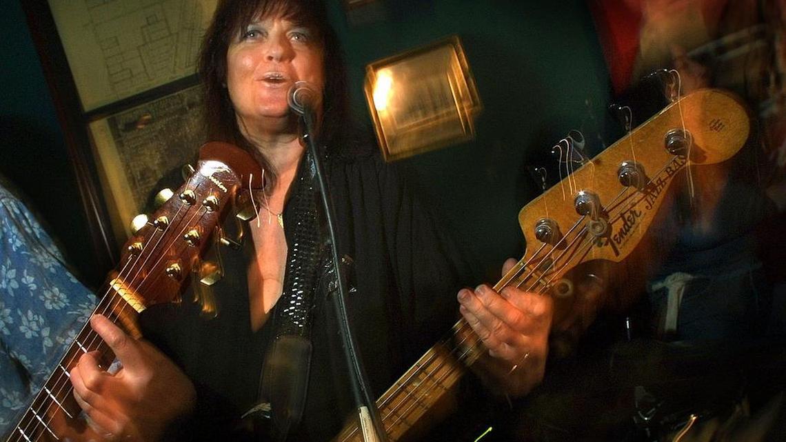 
ROCKER FOR LIFE: Pamela Brandt, in this 2002 photo, was a bass player for Cactus Rose, a Miami all-female rock band that performed regularly at Scully's Tavern in Kendall, Hollywood and Key Largo. Brandt previously led The Deadly Nightshade, a mid-’70s all-female country rock band, and was a food critic, travel writer.
