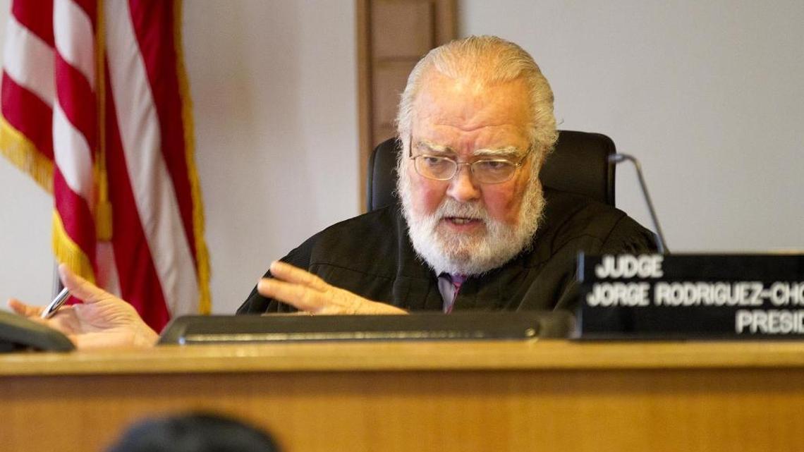 Jorge Rodriguez-Chomat, a former Miami-Dade judge, pictured here on the bench in 2012. He has died at the age of 72.