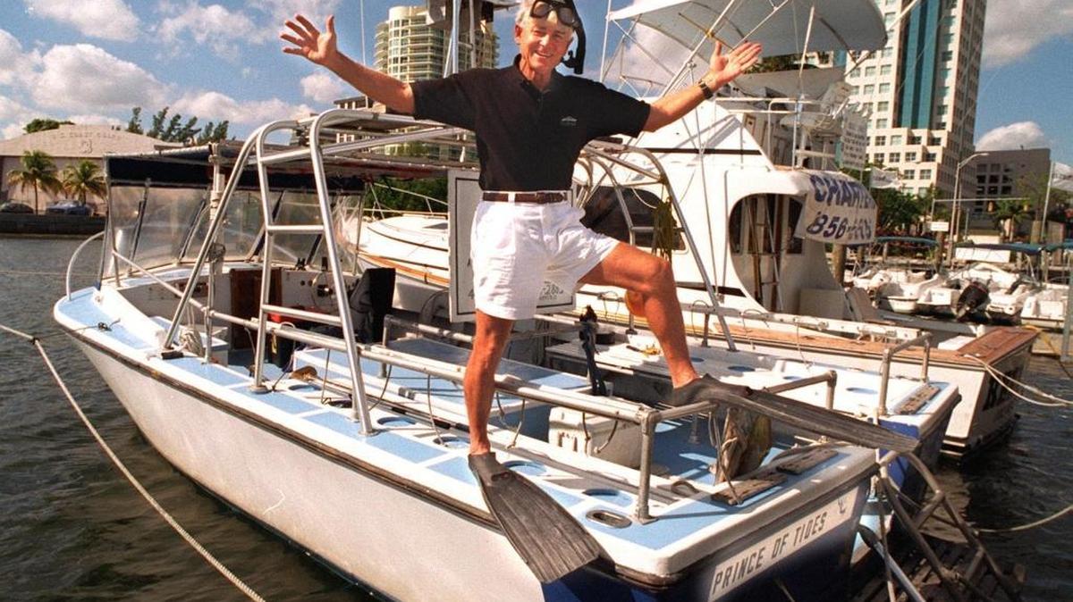 Capt. Carl Starling on board his boat, The Prince of Tides, at Monty Trainor's Marina in Coconut Grove in 1997. Six years earlier, the former boxer was a candidate for the Miami Commission. He ran his charter boat operation out of the Grove spot for years, landing himself in film and TV productions.