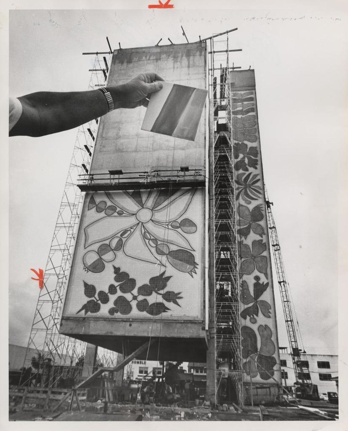 Miami’s Bacardi Building, featuring architect Enrique Gutierrez’s tower design, is under construction in this Sept. 19, 1963 photo.