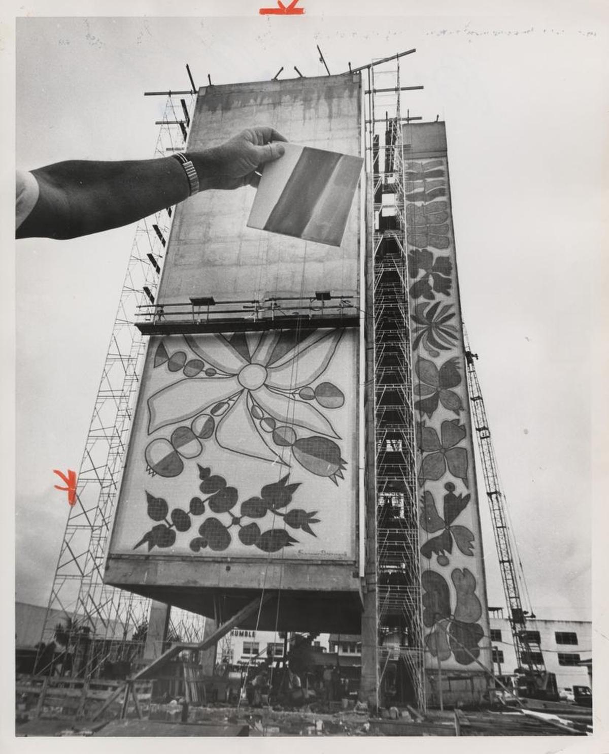 Miami’s Bacardi Building, featuring architect Enrique Gutierrez’s tower design, is under construction in this Sept. 19, 1963 photo.