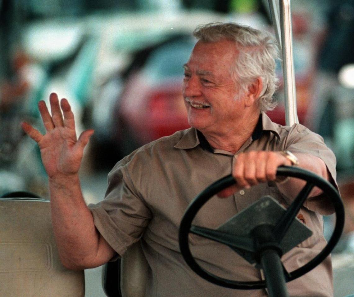 Swap Shop owner Preston Henn rides around in a golf cart early in the morning of July 25, 1996, at the Swap Shop. He maintained that routine for more than 53 years.