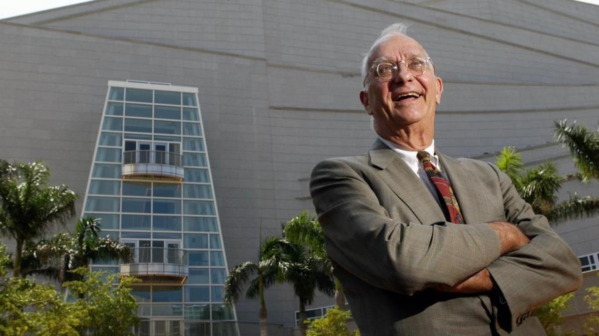 Parker Thomson, seen here in September 2006, helped make the Adrienne Arsht Center for the Performing Arts a reality. At its 2006 opening, he stood in front of the Vann and Parker Thomson Plaza, a part of the PAC named for Thomson and his wife, Vann.