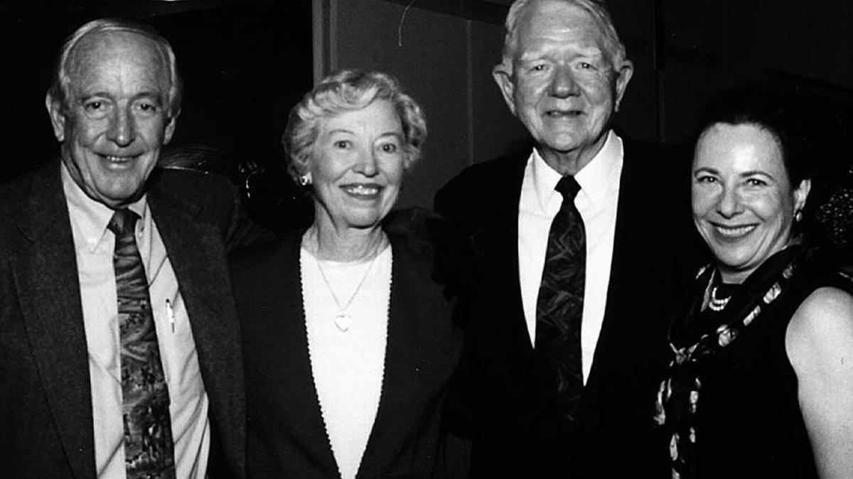 
PHILANTHROPIST: At a National Philanthropy Day ceremony in 1999, attorney Jack Admire (third from left) was presented with the Outstanding Grant Maker Award. Flanking Admire are (l-r) John C. Sullivan, his wife Ruth Admire and presenter JoAnne Bander of The Donors Forum. Admire joined the Coral Gables family firm Sullivan, Admire & Sullivan in 1950 and led it for 65 years. He was also a six-term president of the Museum of Science and a children’s advocate.
