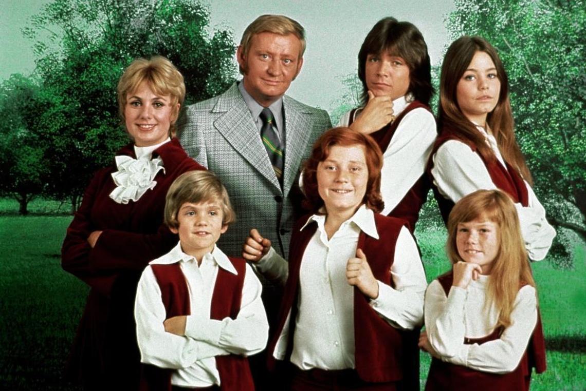 This 1970 Partridge Family photo shows, back row, from left, cast members, Shirley Jones, Dave Madden, David Cassidy, Susan Dey, and front row, from left, Brian Forster, Danny Bonaduce and Suzanne Crough.