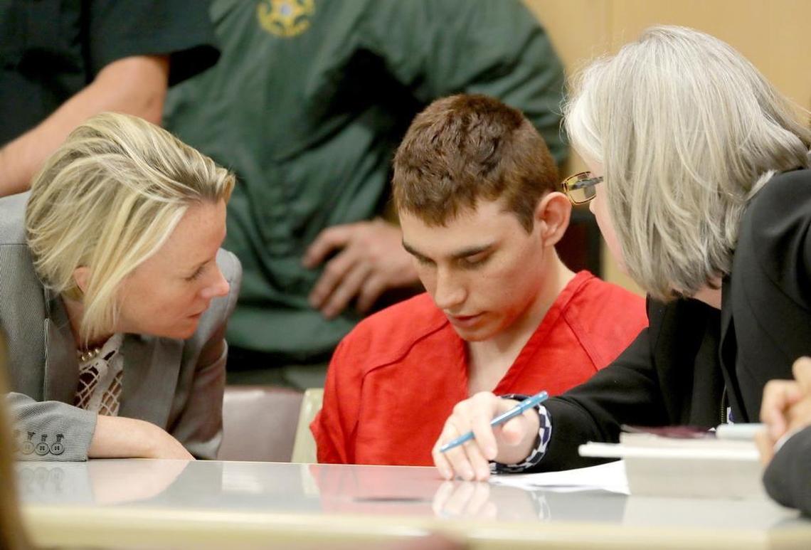 Nikolas Cruz appears in court for a status hearing before Broward Circuit Judge Elizabeth Scherer on Monday, Feb. 19, 2018. Cruz is facing 17 charges of premeditated murder in the mass shooting at Marjory Stoneman Douglas High School in Parkland.