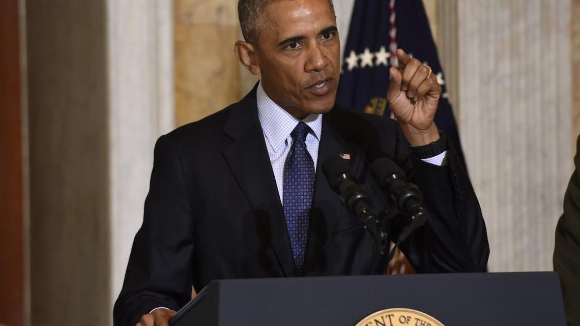President Barack Obama speaks at the Treasury Department in Washington, Tuesday, June 14, 2016, following a meeting with his National Security Council to get updates on the investigation into the attack in Orlando and review efforts to degrade and destroy the Islamic State.