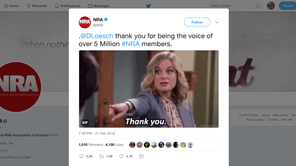 The NRA tweeted out a GIF from “Parks and Recreation” — and angered a few cast members.