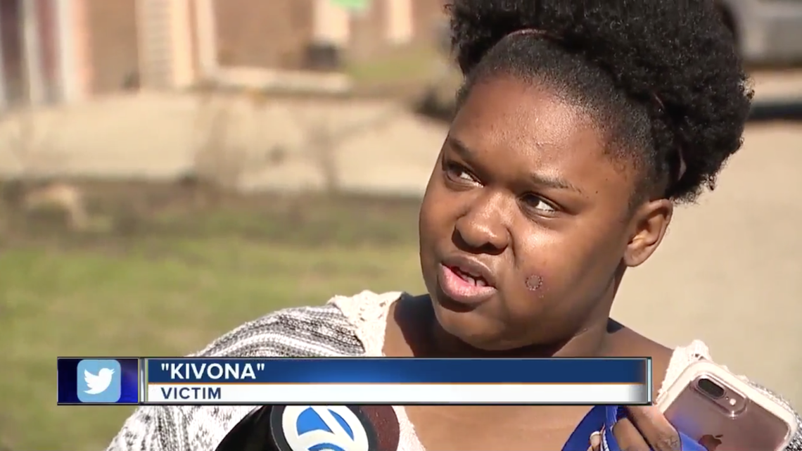 This employee, identified only as Kivona, said a man shot her in the face with a paintball gun.
