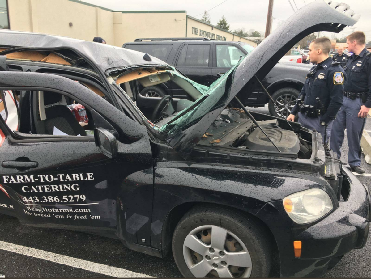 The driver of this car used spray deodorant, lit a cigarette and set off an explosion, police say.