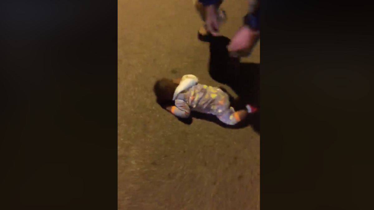 A Facebook video shows a 9-month-old baby crawling alone in the middle of a street in Utica, New York.