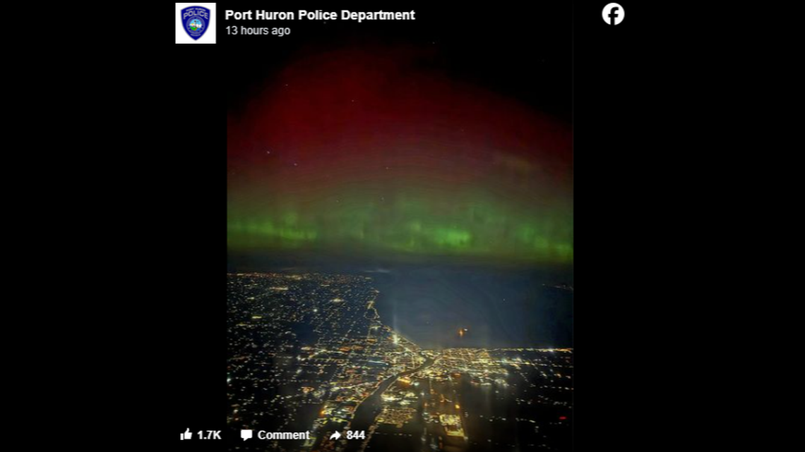 An airline pilot shared a rare sky-level view of the aurora borealis over Michigan. Experts expect the lights to intensify in coming days due to a predicted “severe” geomagnetic storm.