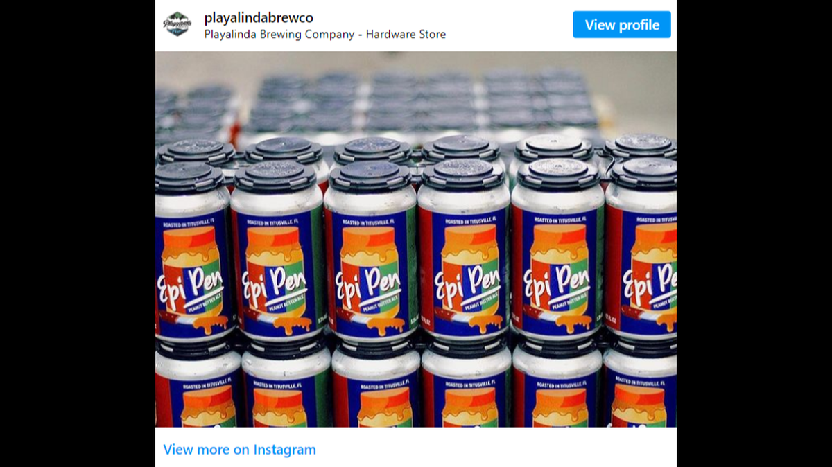A brewery in central Florida has faced criticism over an ale called “Epi Pen,” featured in its peanut butter beer week promotions.