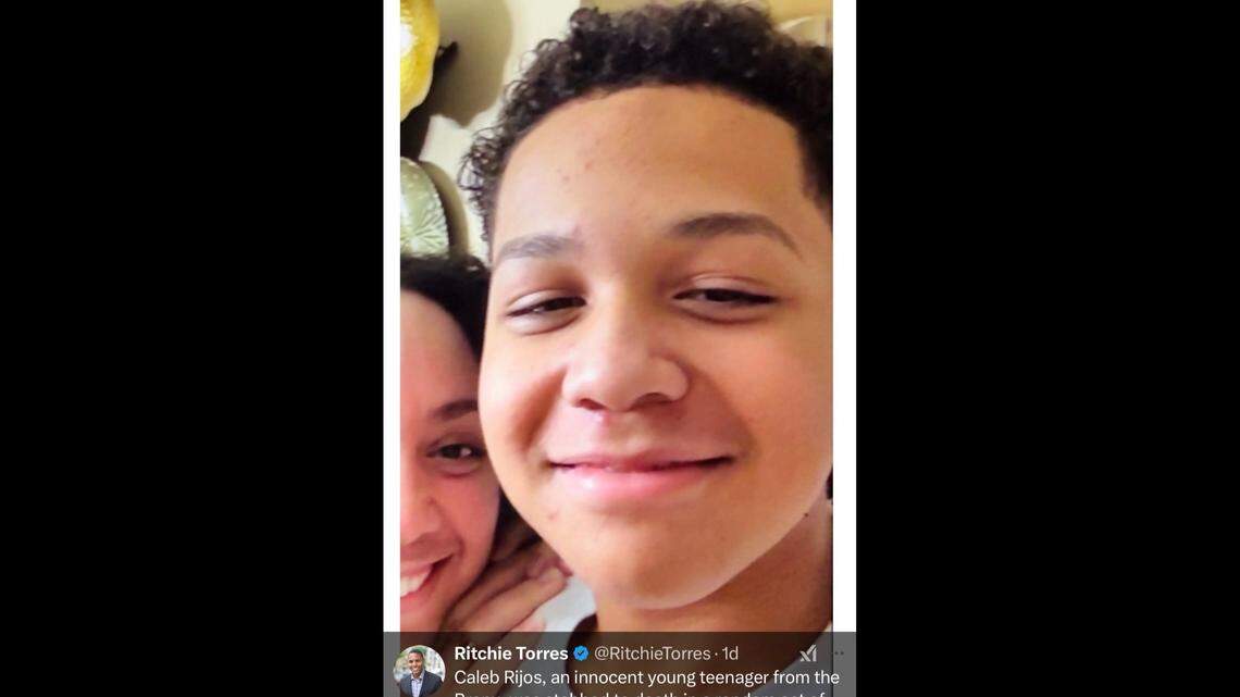 Caleb Rijos, 14, was walking to school when he was fatally stabbed in an unprovoked attack in New York.