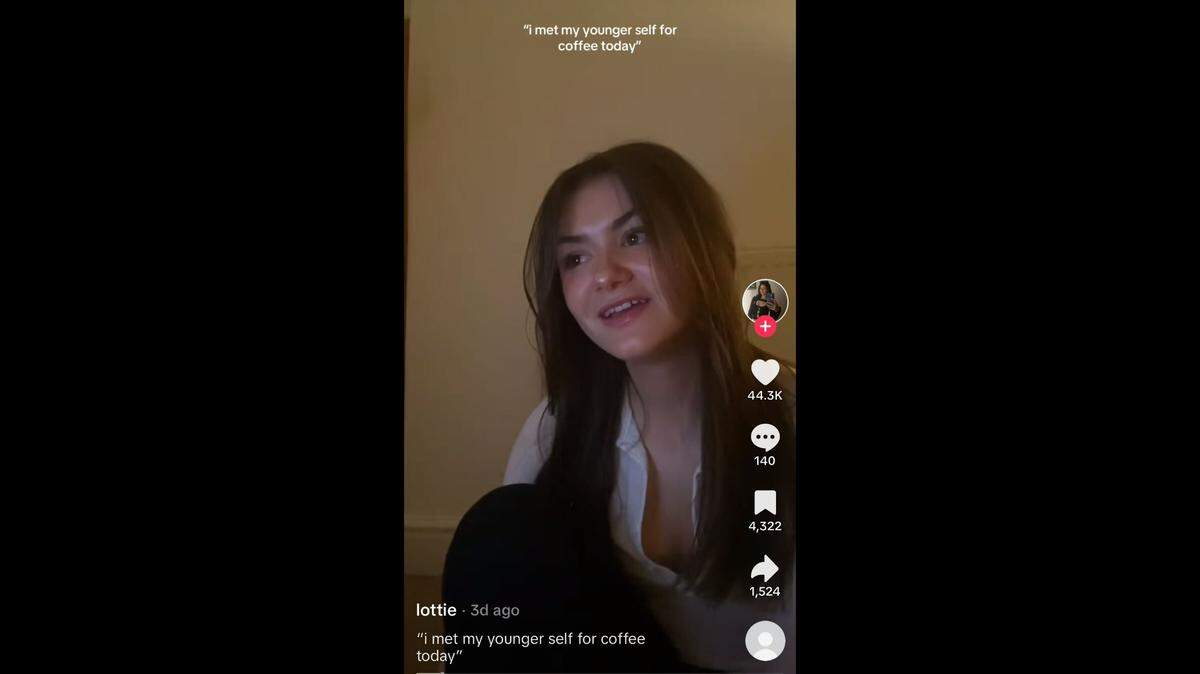 The “I met my younger self for coffee” trending is flooding TikTok feeds.