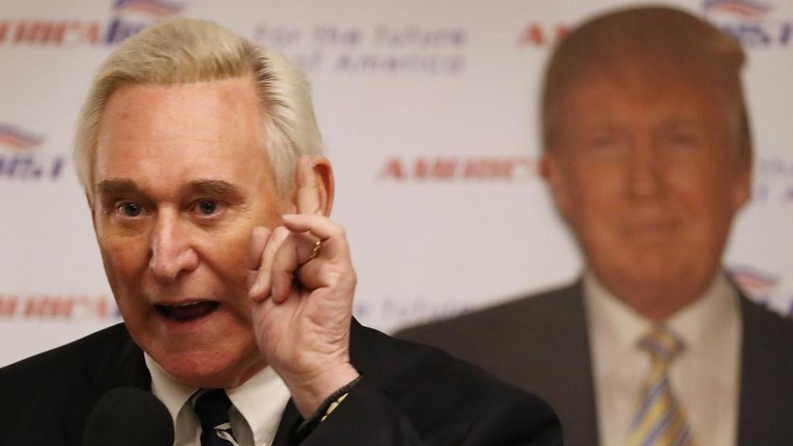 Roger Stone, a longtime political adviser and friend to President Donald Trump, speaks before signing copies of his book ‘The Making of the President 2016’ at the Boca Raton Marriott on March 21, 2017.