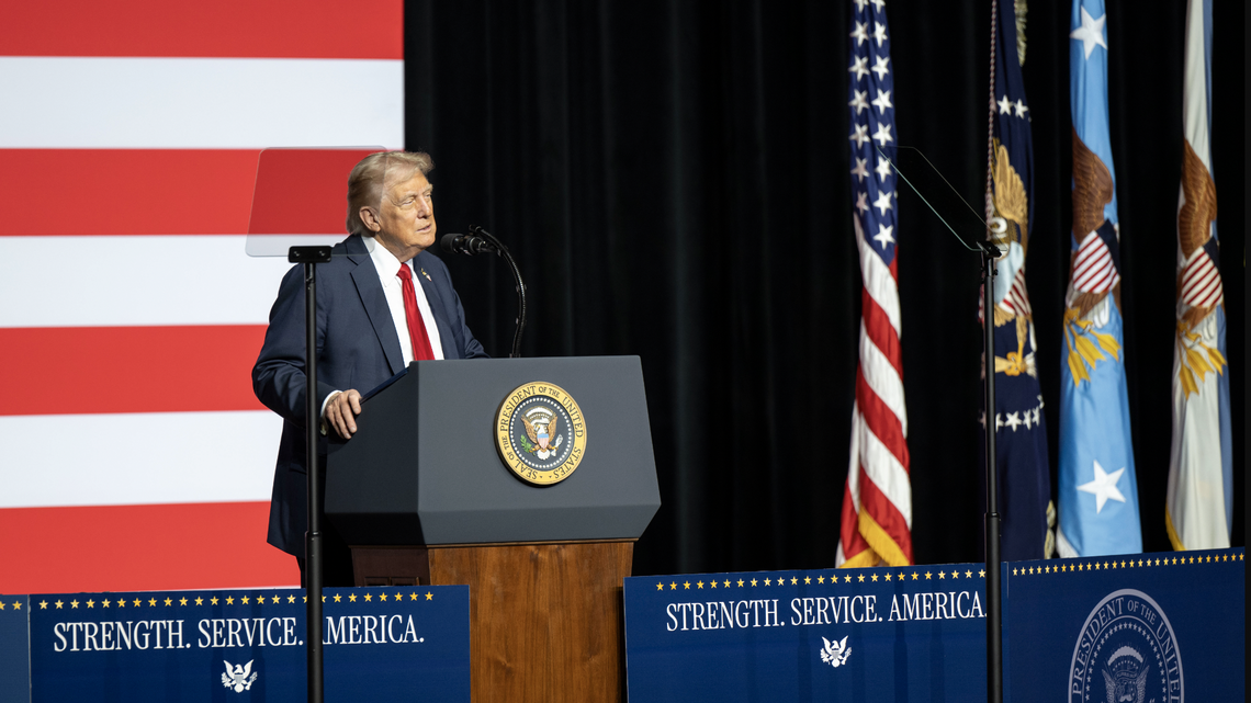 Twenty-five House Democrats sent a letter to President Donald Trump accusing him of politicizing the military in a recent speech. “This nation and our Constitution demand an apolitical military,” they wrote.