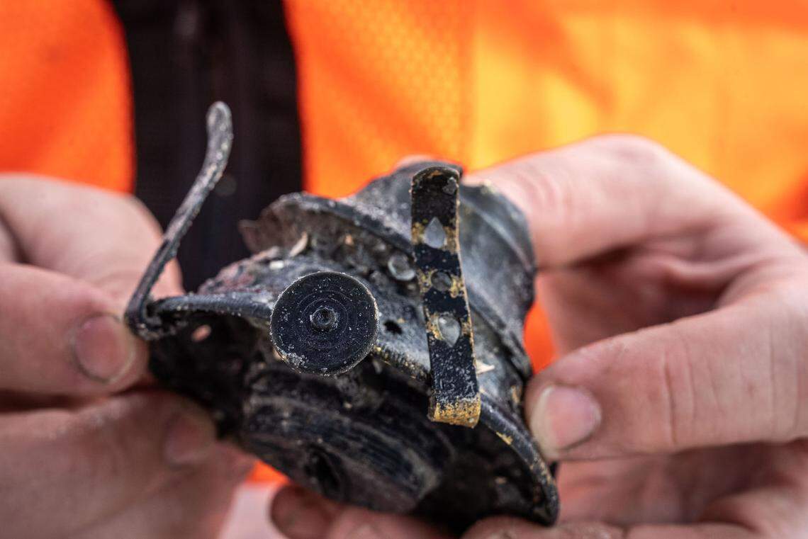 An oil-fired lantern was among the items archaeologists recovered.
