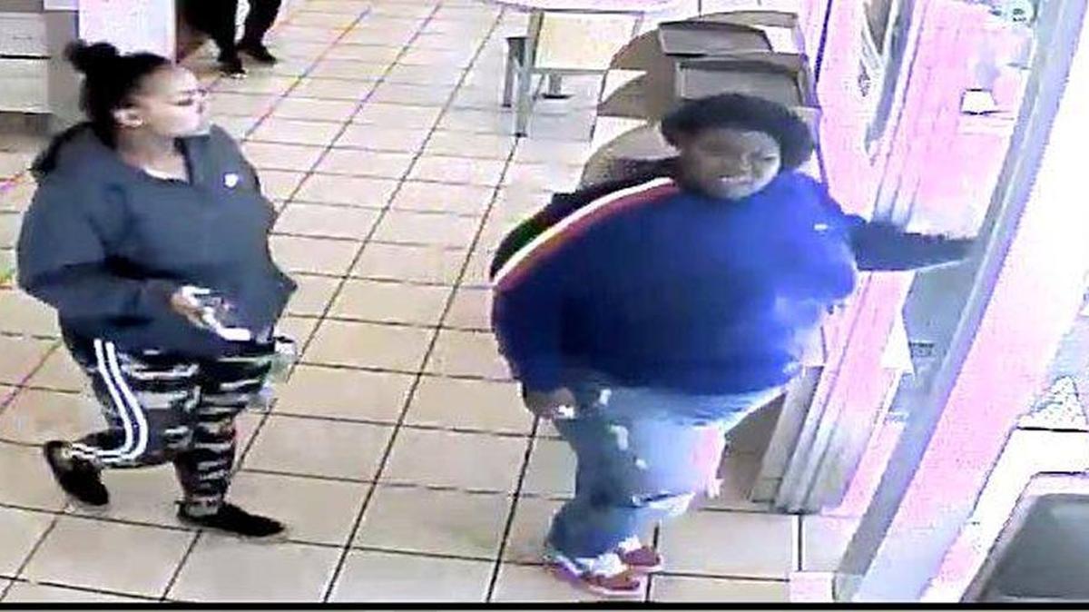 Police in Glendale, Wisconsin, are looking for a woman (pictured in blue) who attacked McDonald’s employees after they gave her a sausage biscuit instead of a bacon biscuit.