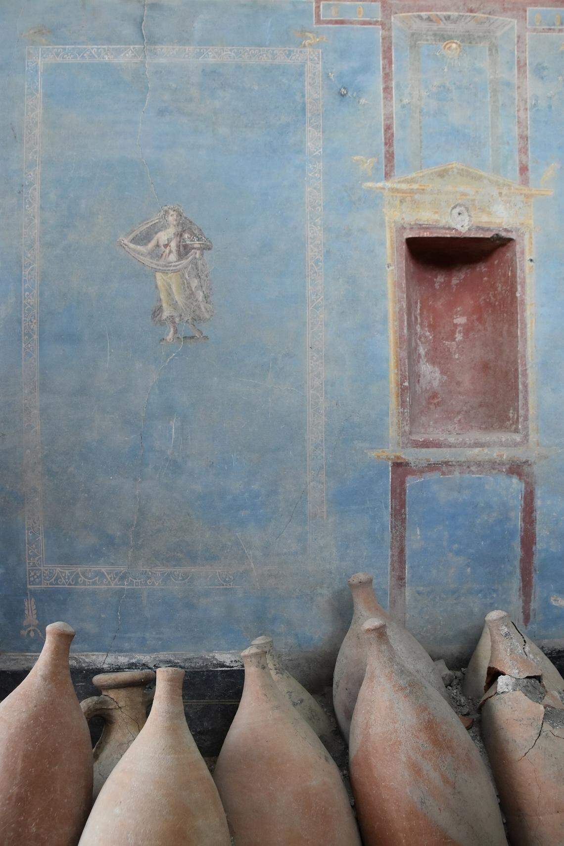A collection of amphorae found at the site