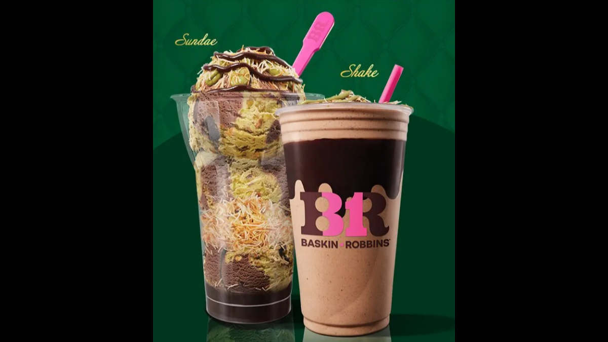 The Dubai chocolate sundae and the Dubai chocolate shake are pictured.