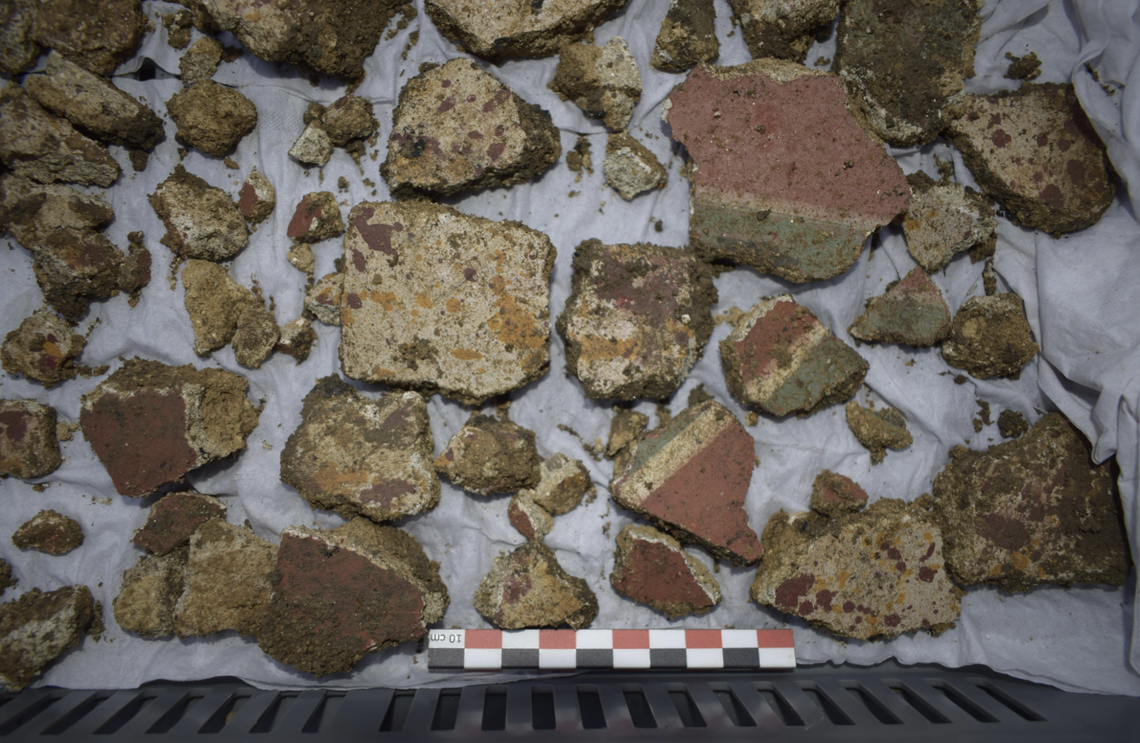 Fragments of painted plaster recovered at Avranches