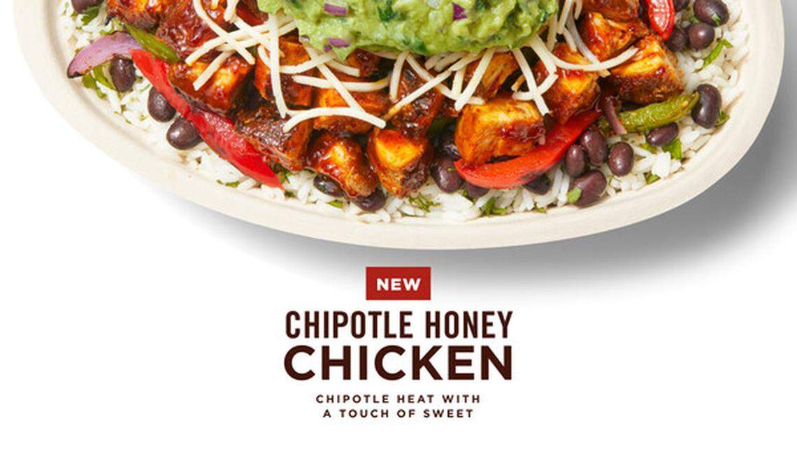 Chipotle’s new Chipotle Honey Chicken is being tested at 80 restaurants in Nashville and Sacramento for a limited time.