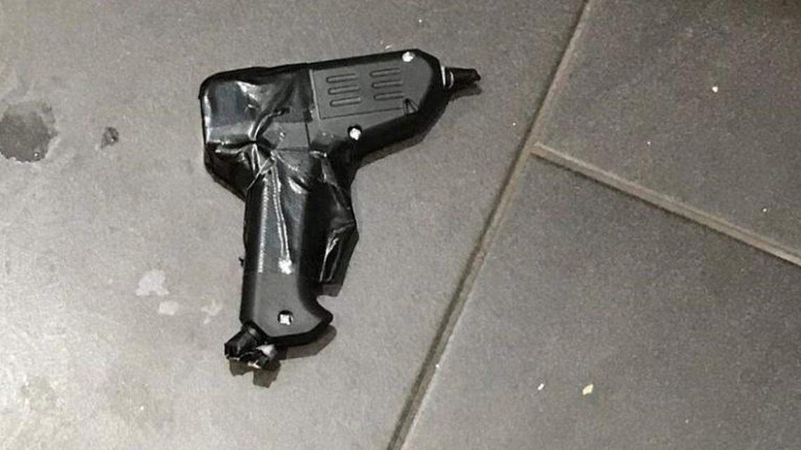 A would-be New York City robber faces charges after police say they caught him trying to hold up a Brooklyn bubble tea shop using this hot glue gun disguised as a handgun.