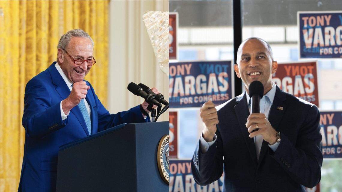 A plurality of Democrats, 40%, wants Senate Minority Leader Chuck Schumer to be replaced, according to a new YouGov poll. In contrast, a majority, 52%, want House Minority Leader Hakeem Jeffries to remain in his position.