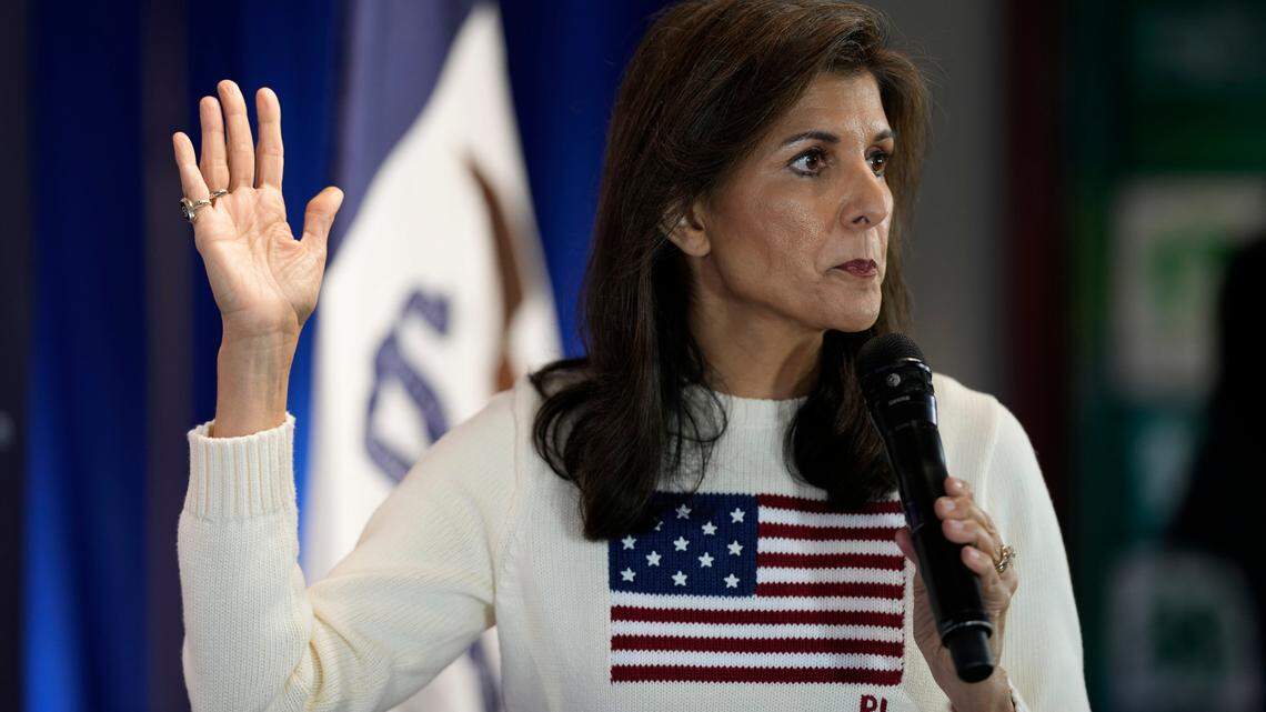 Republican presidential candidate Nikki Haley declined to reject the possibility of being Donald Trump’s vice presidential nominee. (AP Photo/Charlie Neibergall)