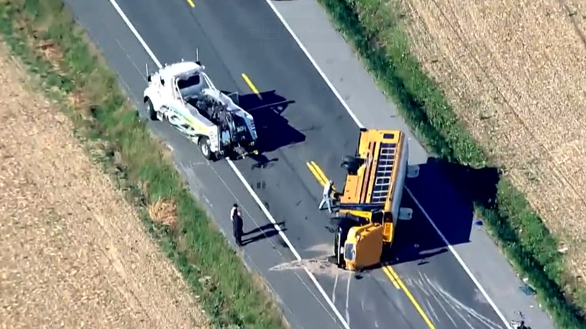 State officials say they are investigating a crash that occurred in Maryland when an SUV hit the side of a school bus, sending nine students to a hospital.