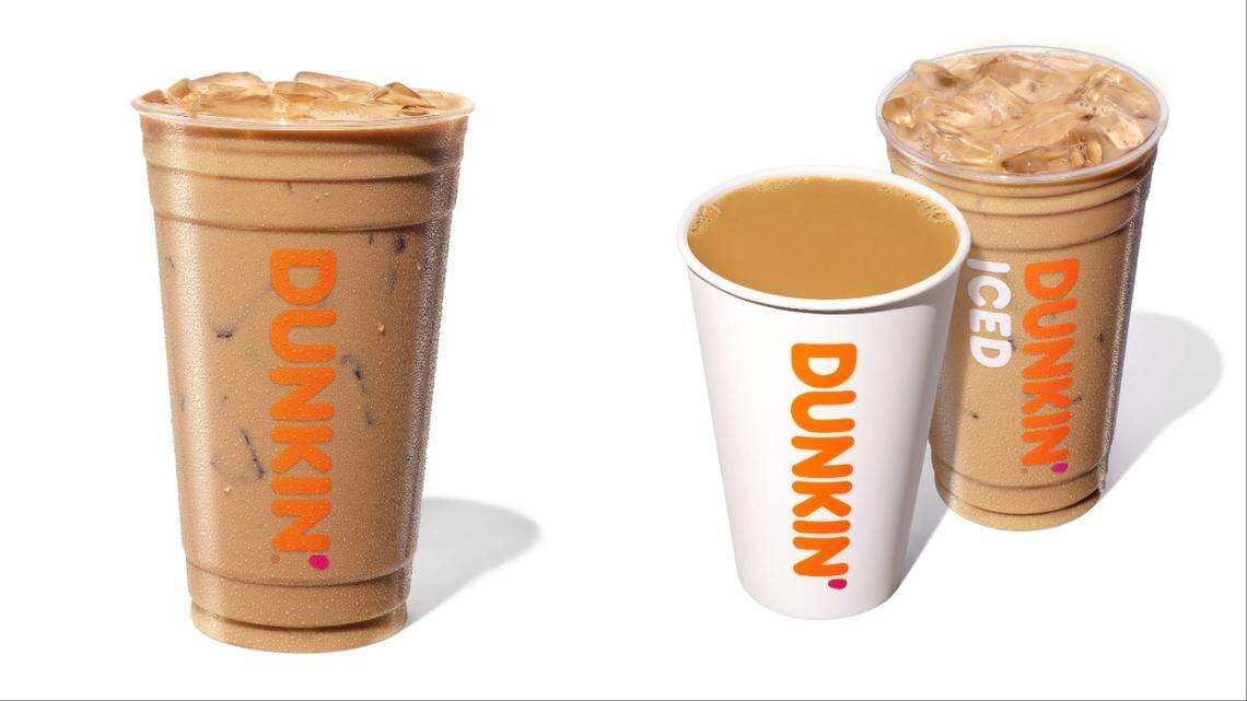Dunkin’ is bringing back the Dunkalatte (left) and pistachio coffee (right) in time for spring.