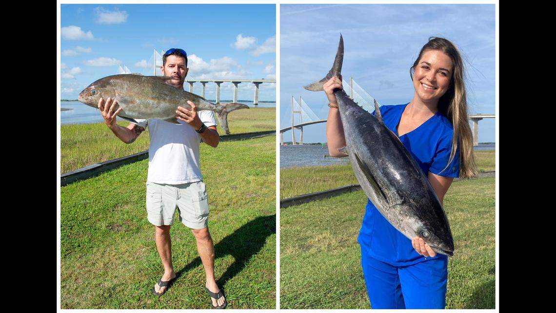 Two anglers from Telfair County hauled in a record-breaking Almaco Jack and Blackfin Tuna within days of each other, the Georgia Department of Natural Resources said.