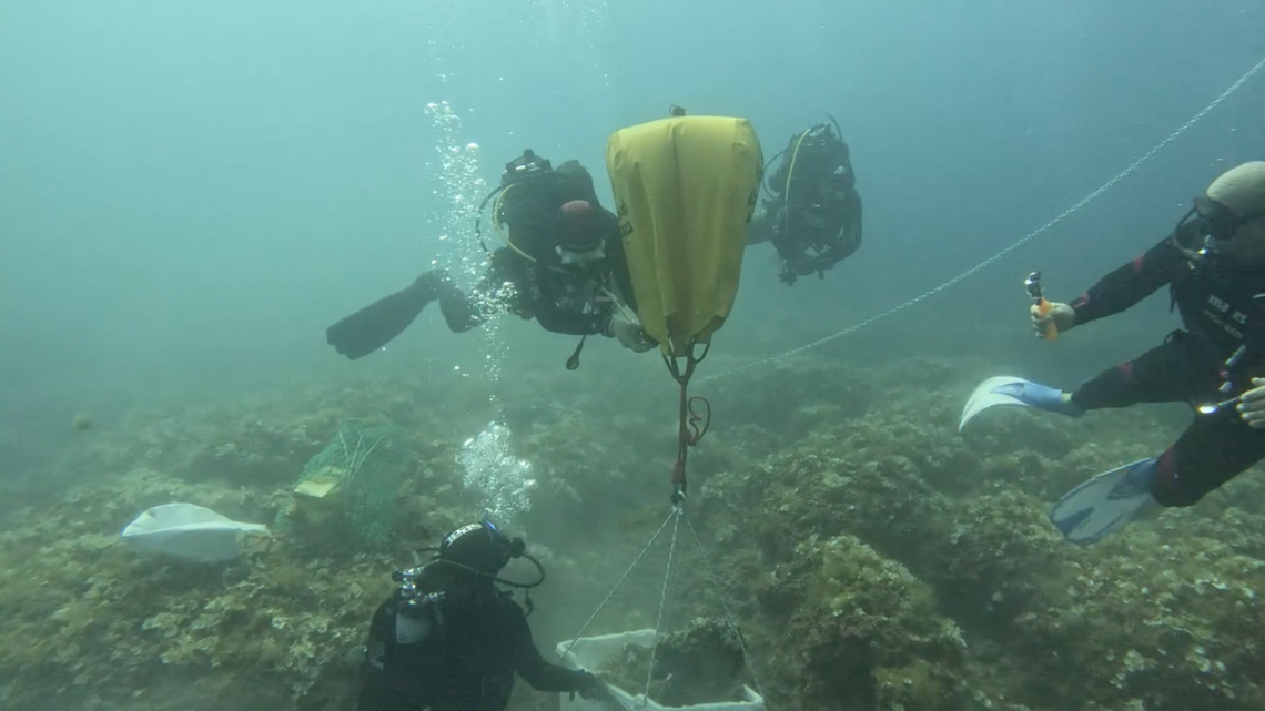 Divers recovered a fragment of a Roman era statue, representing a male torso, off the coast of Italy, video footage shows.