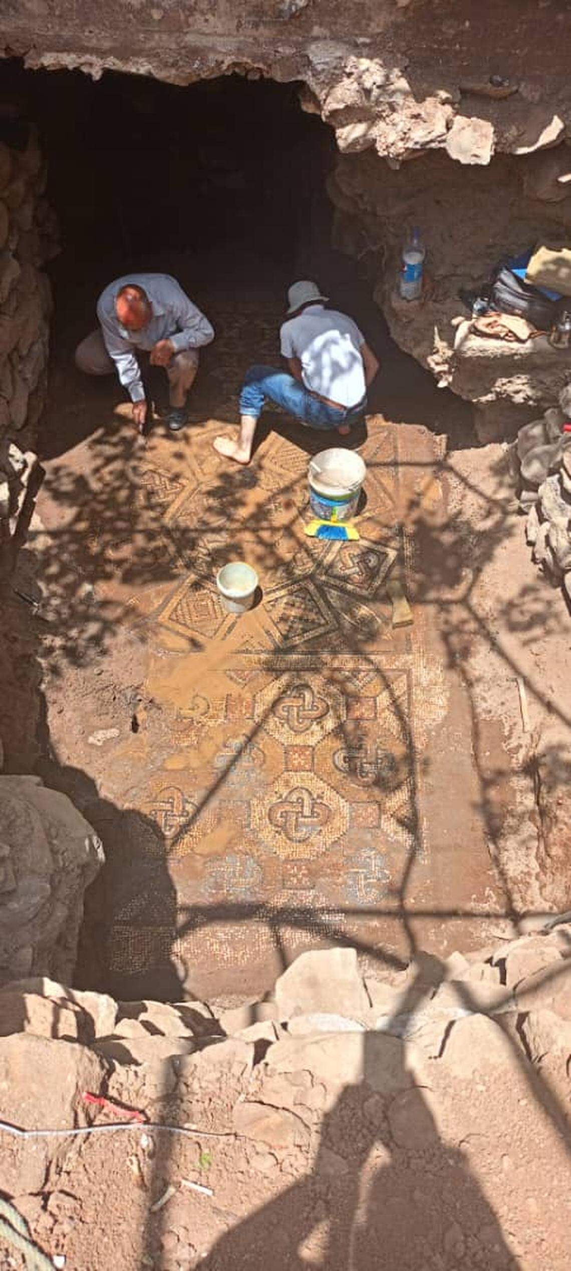 The Roman era mosaic was found about eight feet beneath a home in Syria.
