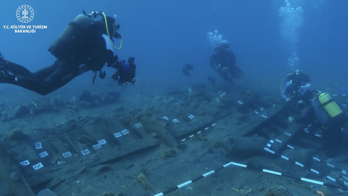 Divers recovered bullets, cannonballs and porcelain from an Ottoman shipwreck off the coast of Turkey, officials said.