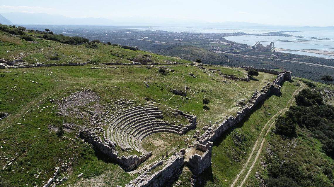 an ancient hilltop theater was recently restored, Greek officials said. A reopening ceremony will be held on Aug. 31.