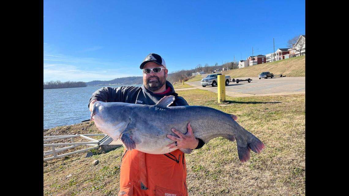 Michael John Drake of West Virginia broke the state record for heaviest blue catfish with a nearly 70-pound catch, officials announced.