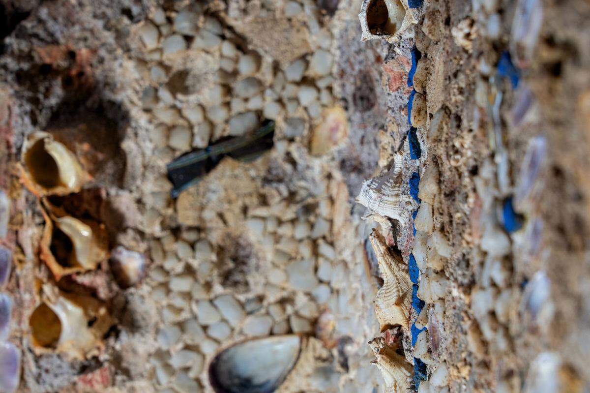 The massive mosaic was made from a variety of materials, including seashells and Egyptian tiles, Italian officials said.