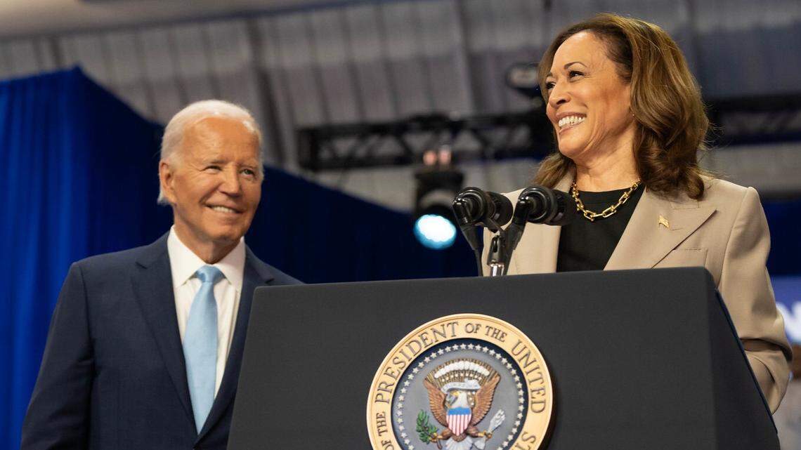 In her new book, former Vice President Kamala Harris says she “pleaded with” former President Joe Biden to express sympathy for Palestinians in Gaza.