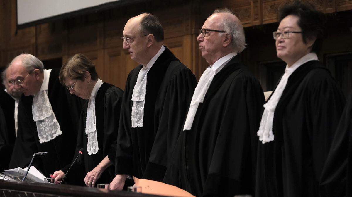 Judges start a hearing at the International Court of Justice in The Hague, Netherlands, Friday, Jan. 12, 2024. The United Nations’ top court opened hearings Thursday into South Africa’s allegation that Israel’s war with Hamas amounts to genocide against Palestinians, a claim that Israel strongly denies.