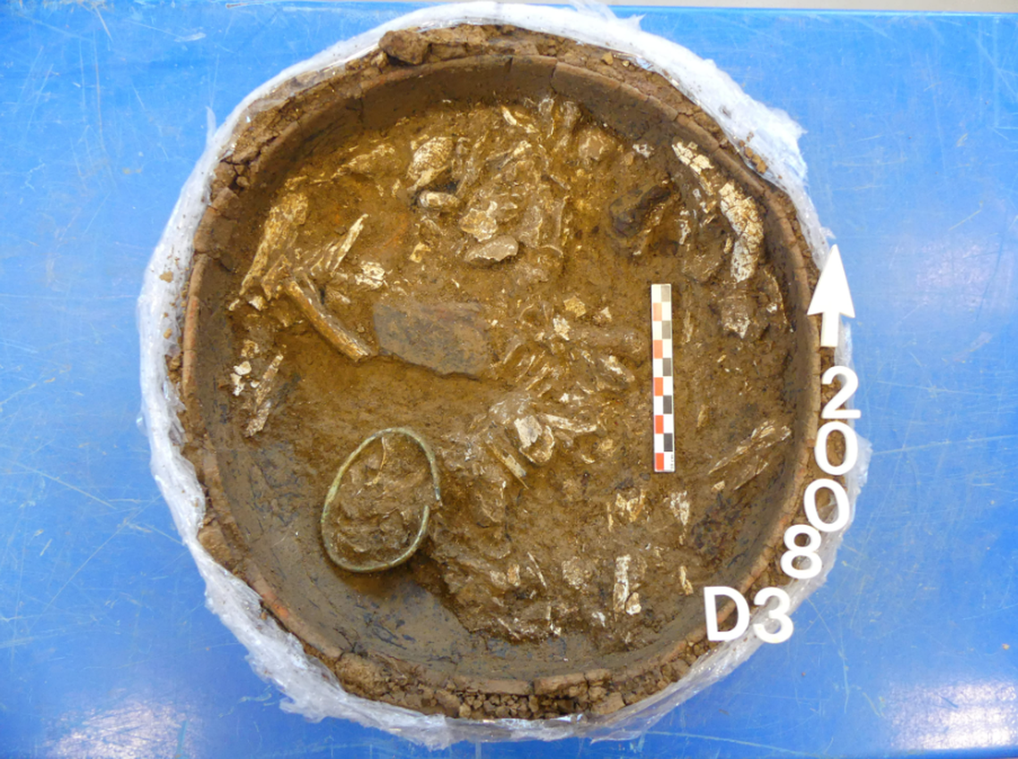 A bracelet discovered during the excavation of a cremation