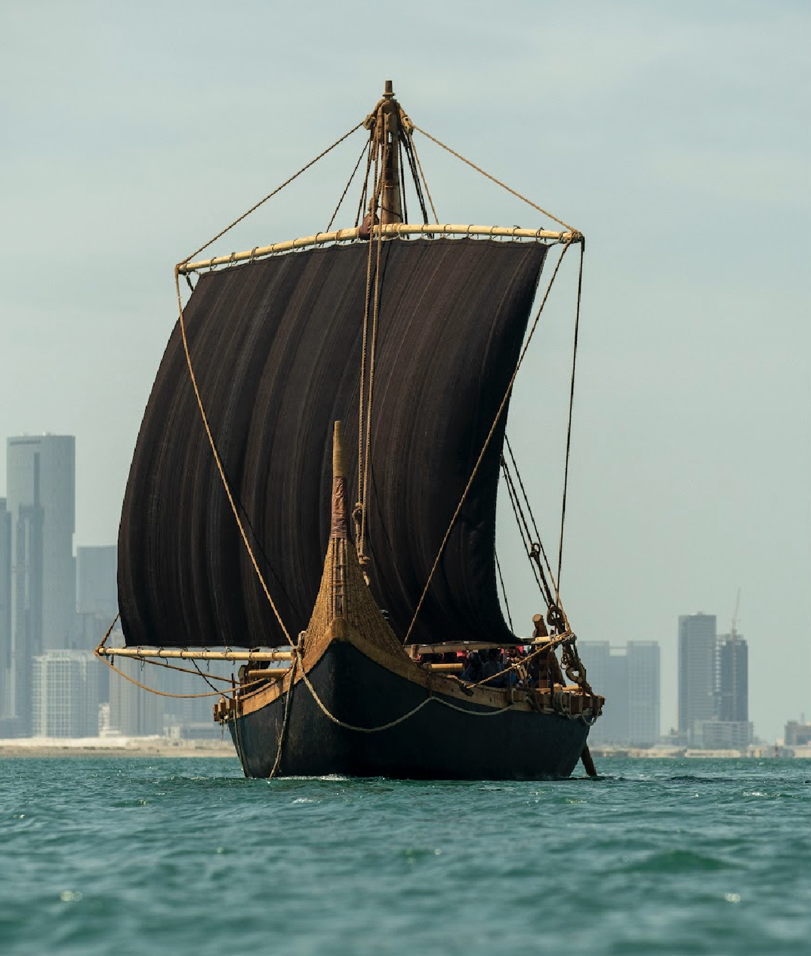 The ship, constructed using 4,000-year-old plans, was put to sea off the coast of Abu Dhabi, researchers said.