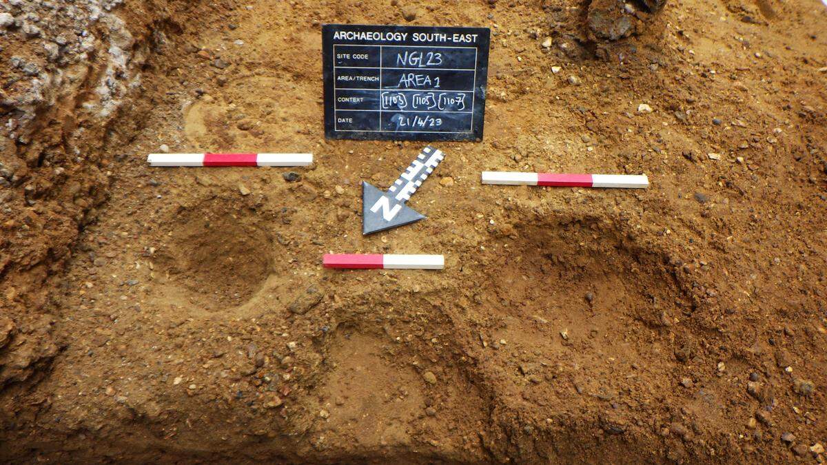 Archaeologists discovered several holes, which may have been used for fence posts as part of the “evolving property boundaries in this western suburb of Lundenwic.”