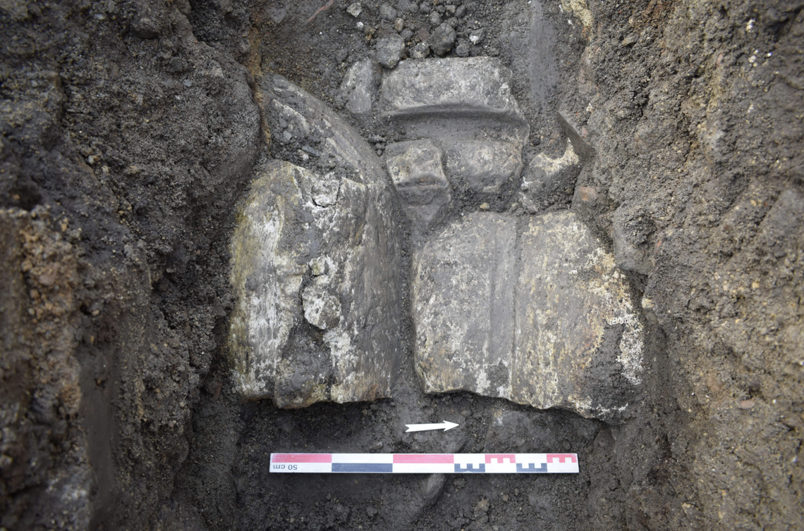 A piece of a limestone column