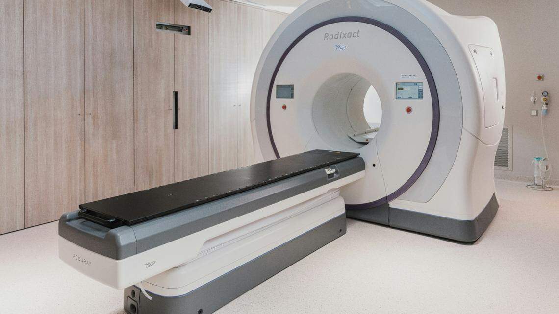 The man entered the room wearing a large metallic chain around his neck while a magnetic resonance imaging scan was in progress, pulling him into the machine